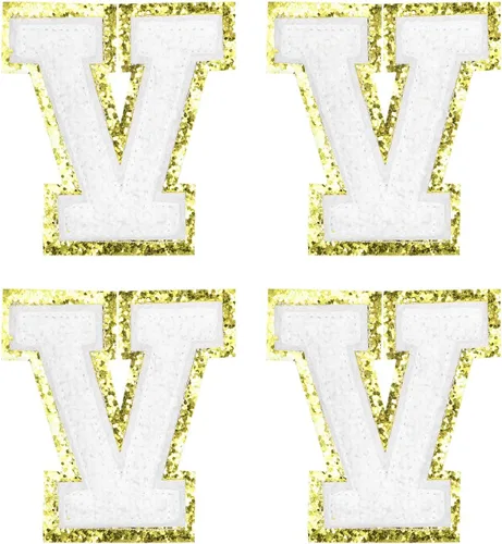 Vista 21 de MECCANIXITY 4 parches de letras de felpilla termo-adhesivas con letras del alfabeto blanco, S de 3 pulgadas de altura para ropa, zapatos, sombreros