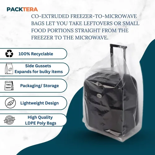 Vista 4 de 5.25" X 2.25" X 12.5" Gusseted Poly Bags Clear LDPE 1.5 Mil Thickness (Pack of 1000) Open Top Food Safe Flexible Plastic Packaging Bag for Bread