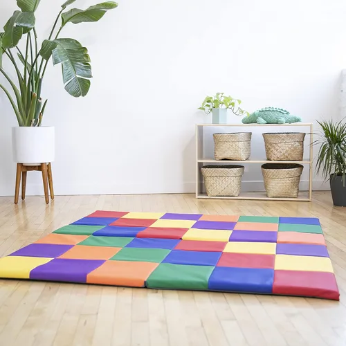 Vista 9 de ECR4Kids SoftZone Tapete de Actividades de Retazos, Tapete de Juego Plegable, Surtido
