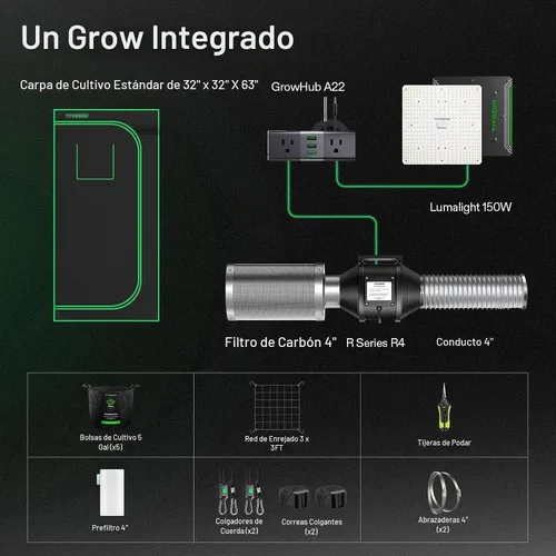 Vista 2 de VIVOSUN 2.7x2.7ft Grow Tent Kit 150W LED A22 WiFi Control Grow System