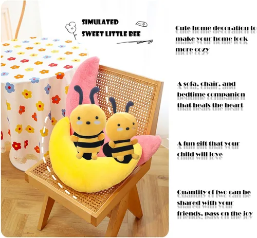 Vista 4 de 2 piezas de animales de peluche de abejorros suaves para decoración de fiesta, 7.9 pulgadas