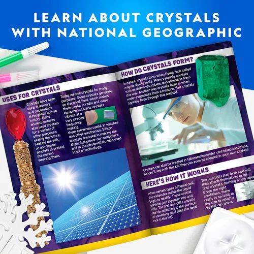 Vista 6 de Kits de manualidades National Geographic para niños - Kit de cultivo de cristales, haz crecer 6 árboles de cristales en solo 6 horas, kit