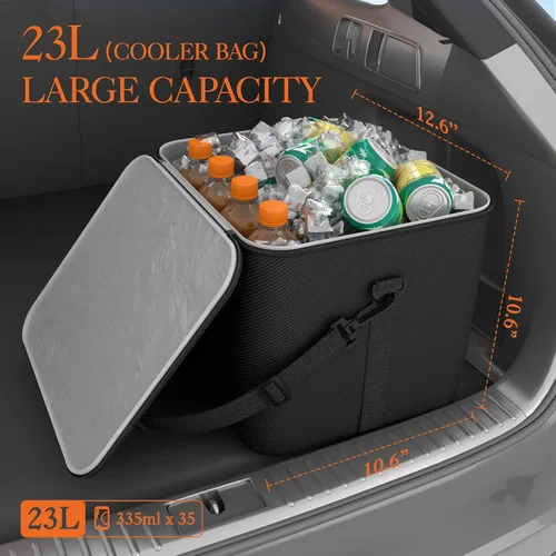 Vista 2 de HOTOR Bolsa térmica para organizador de maletero, enfriador portátil para organizador de automóvil, enfriador de automóvil a prueba de fugas