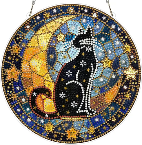Vista 22 de MXJSUA Atrapasoles con pintura de diamante de águila calva americana, kits de arte de diamantes para adultos, adornos colgantes con cadena