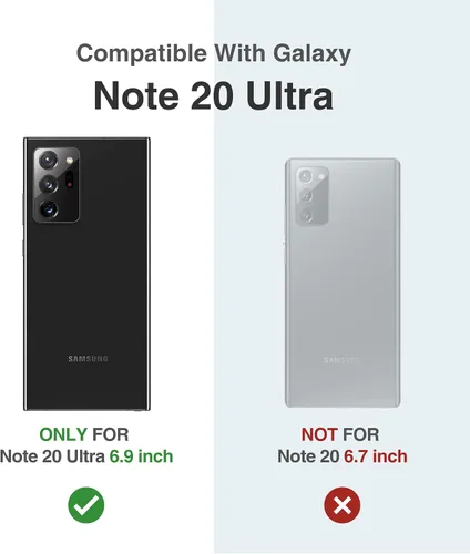 Vista 2 de SURITCH Funda para Samsung Galaxy Note 20 Ultra (solamente) de 6.9 pulgadas, 2 marcos frontales, protector de pantalla integrado, protector