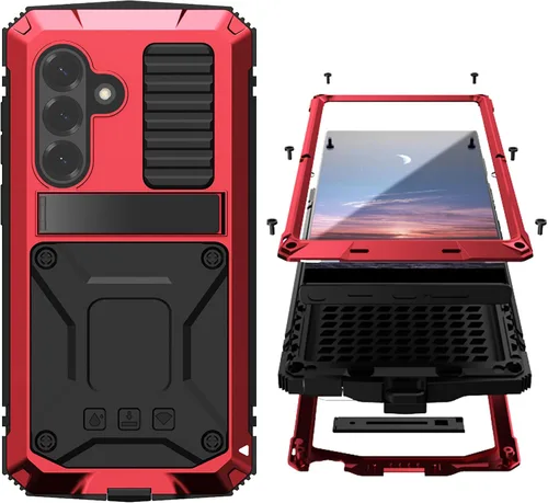 Vista 9 de Simicoo Samsung S22 - Funda de metal con protector de pantalla y protector de cámara, resistente a los golpes, con soporte, cubierta completa