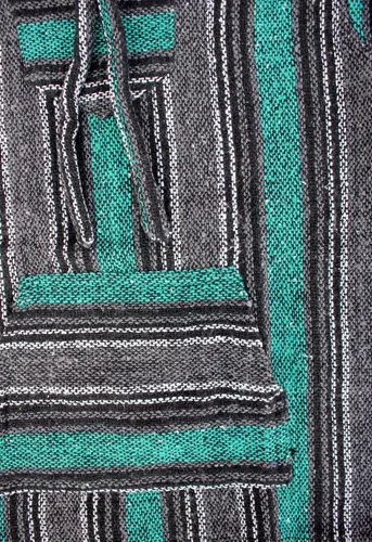 Vista 4 de Del Mex Sudadera mexicana estilo baja, poncho tipo sudadera con capucha, diseño de surf, estilo hippie, jerga