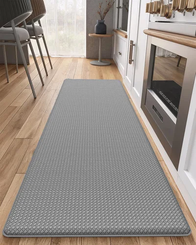 Vista 11 de Color&Geometry - Tapete antifatiga acolchado para la cocina para el piso - 24"x94", ancho, fácil de limpiar, a prueba de agua y aceite, Negro