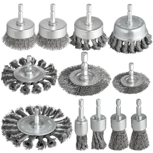 Vista 9 de Juego de 5 cepillos de alambre para taladro, rueda de cepillo de alambre resistente para taladro, accesorios de cepillo de alambre para taladro