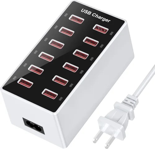 Vista 13 de Estación de carga USB C, cargador de pared para teléfono celular, 10 puertos USBC de carga rápida, cubo de alimentación 4 USB C 6 USB A, bloque