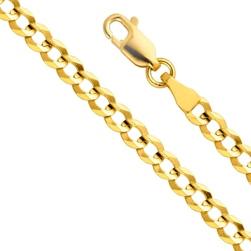 Vista 4 de The World Jewelry Center Collar de cadena cubana de oro macizo de 14 quilates, 0.15 pulgadas, 0.19 pulgadas, 0.118 pulgadas, 0.14 pulgadas, 0.138