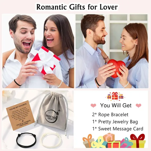 Vista 6 de UNGENT THEM Pulseras para parejas para mis hombres, novio, novia, mi amor, alma gemela, prometido, aniversario, día de San Valentín, cumpleaños