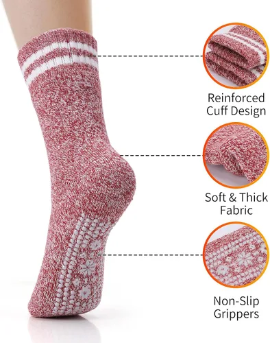 Vista 3 de HUGSWEET Calcetines térmicos, antideslizantes calcetines de hospital de felpa pantufla de agarre calcetines de mujer invierno suave cálido acogedor