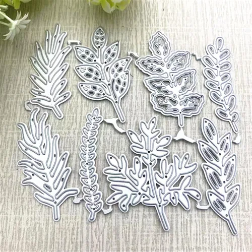 Vista 5 de Juego de 8 troqueles de hoja de metal, varias hojas de corte de flores, plantillas de corte para manualidades, álbumes de recortes, álbumes