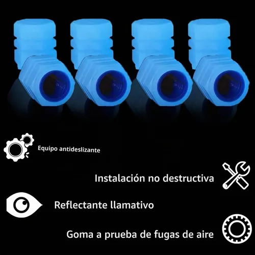 Vista 4 de 8 piezas de tapas de vástago de válvula de neumático para coche, tapas universales para válvula de neumático de coche que brillan en la oscuridad