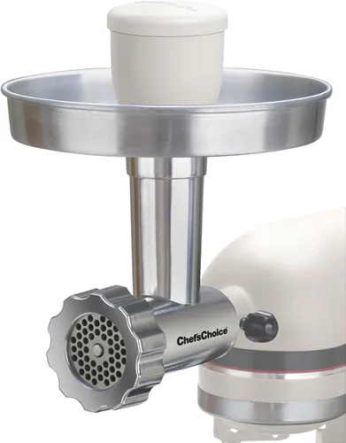Vista 2 de Accesorio triturador de alimentos de metal Chef Choice para mezcladoras de pie KitchenAid., Plateado