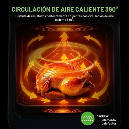 Vista 4 de Nutrichef Ablandador eléctrico de freidora de aire de 6.3 cuartos de galón 12-1 funciones de cocción preestablecidas Incluye función