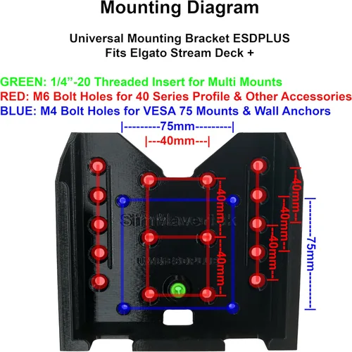 Vista 6 de Universal Mounting Bracket & Add-On Side Bracket for The Elgato Stream Deck +. Designed for Sim Racers, Flight Simulators, Streamers & Workstations.