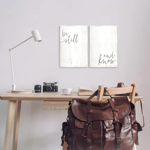 Vista 2 de Stupell Industries Frase inspiradora de caligrafía Be Still And Know, diseño de LUX + Me Designs Stupell Industries 10 x 15 Inches, Easy to Hang
