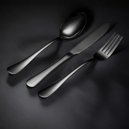 Vista 3 de Black Forks - Juego de cubiertos de 6 piezas, tenedores de acero inoxidable, juego de tenedores pulidos con espejo, juego de cubiertos esenciales