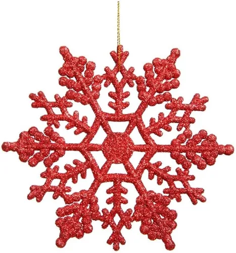 Vista 3 de Copo de nieve con purpurina, de plástico Vickerman, 4 pulgadas, caja Pet de 24