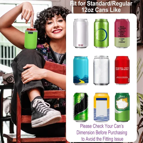 Vista 2 de Beautyflier Paquete de 8 fundas aislantes antideslizantes de neopreno en relieve regular de 12 onzas para latas de cerveza de 0.118 in de grosor