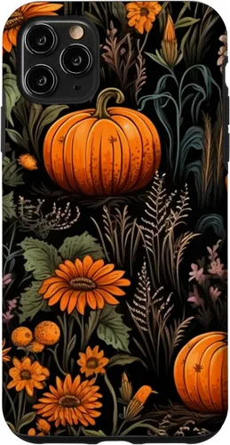 Vista 13 de iPhone 16 Autumn Flower Fall Halloween Spooky Pumpkin Floral Themed Case