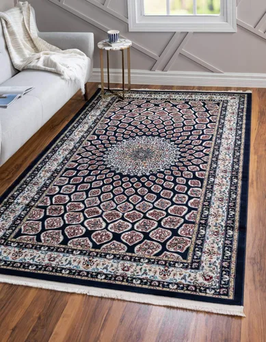 Vista 17 de Unique Loom Narenj Collection - Alfombra clásica con diseño de medallón texturizado tradicional, 3 x 5 pies, 1 pulgada, rectangular, color Azul