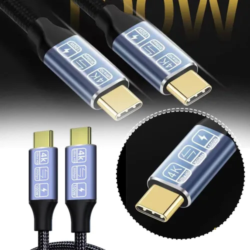 Vista 3 de Cable USB C a USB C, cable USB-C de 3.2 Gen 2, 4K UHD 20Gbps USB C cable de carga rápida PD de 100 W, cable de monitor de video tipo C 4K 60Hz