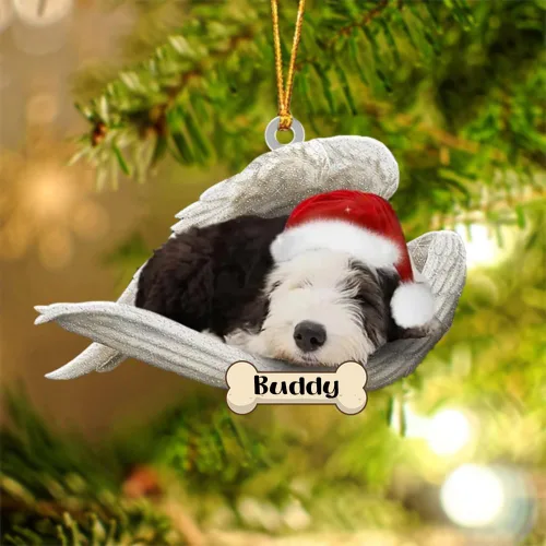 Vista 38 de Afghan Hounds - Adorno de Navidad con alas de ángel durmiente, recuerdo personalizado para perros 2024, adorno de forma acrílica, regalos