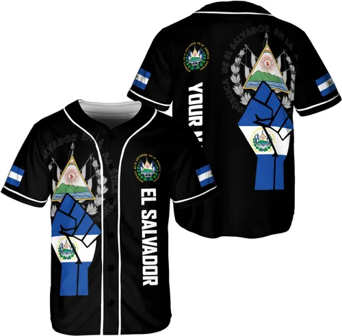 Vista 9 de Parvii Camiseta de béisbol personalizada de El Salvador Orgulloso, camiseta de El Salvador, camiseta de El Salvador, Jersey de El Salvador