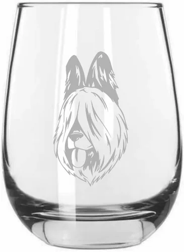 Vista 292 de Shar Pei (chino) - Vaso de vino sin tallo grabado para perro, 15.25 onzas