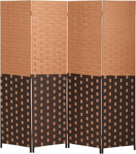 Vista 10 de Divisor de habitación, 4 paneles de madera para interiores, hecho a mano, separadores de habitación portátiles y pantallas plegables de privacidad