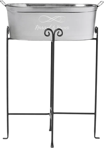 Vista 13 de Let's Make Memories Bañera de bebidas personalizada con soporte, para bodas, recién casados, tina de metal galvanizado, enfriador de bebidas, 5.5