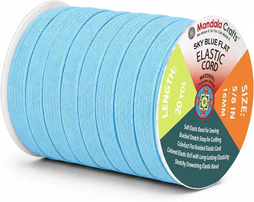 Vista 41 de Mandala Crafts 20 yardas 1/2 pulgada 0.472 in bandas elásticas beige
