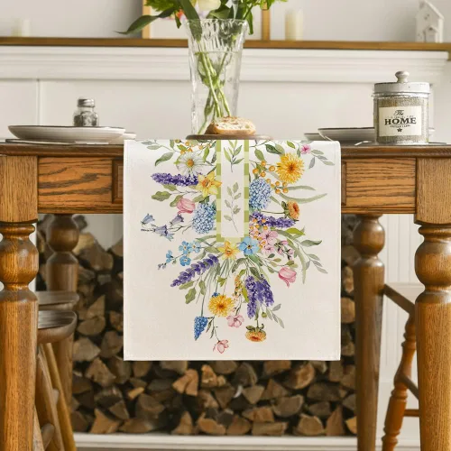 Vista 2 de Artoid Mode Bloom Flowers - Camino de mesa de primavera con tulipanes, decoración de mesa de comedor para decoración de mesa de cocina y comedor