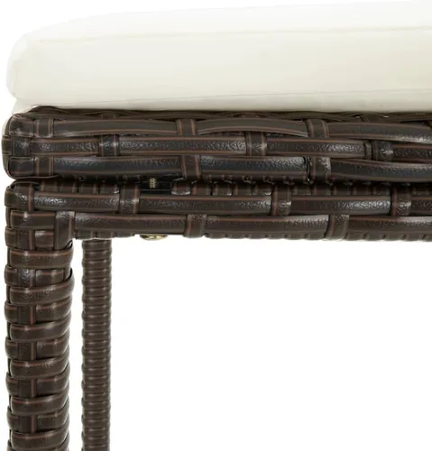 Vista 7 de Juego de barras de 3 piezas de ratán sintético rectangular marrón con marco de acero, diseño moderno para interiores y exteriores, comedor y patio