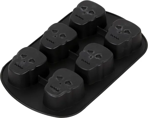 Vista 3 de Wilton Molde de silicona antiadherente de calavera de Halloween, 6 cavidades