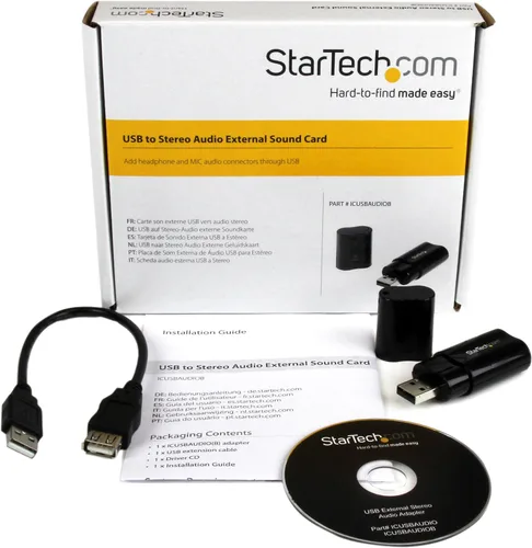 Vista 3 de StarTech - Tarjeta de sonido USB, adaptador de audio de 0.138 in, negro, TAA (ICUSBAUDIOB) Tarjeta de sonido externa