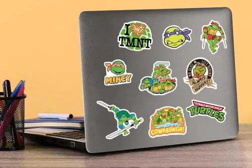 Vista 5 de TMNT Teenage Mutant Ninja Turtles - Paquete de 50 calcomanías grandes de lujo para laptop, botella de agua, álbumes de recortes, tableta, monopatín