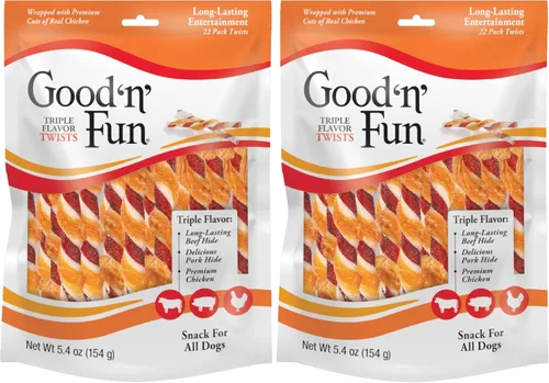 Vista 12 de GOOD 'N' FUN Giros de triple sabor con masticables Bully, golosinas para perros con alto contenido de proteínas para todos los perros adultos