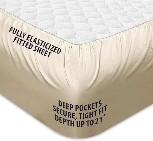 Vista 4 de COONP Cubrecolchón Queen extra grueso, funda de colchón de felpa refrescante con bolsillo profundo de 8-21 pulgadas (beige, Queen)