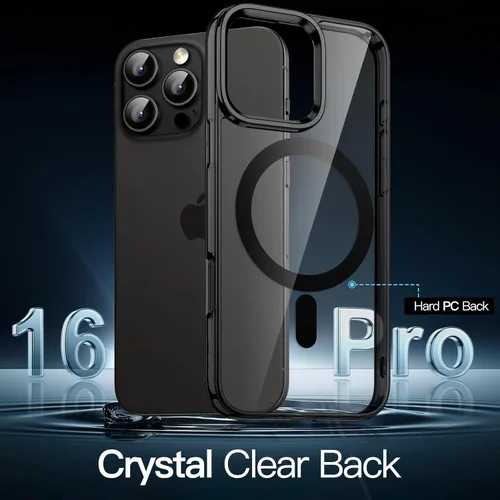 Vista 3 de JETech Funda magnética para iPhone 16 Pro de 6.3 pulgadas, compatible con MagSafe, a prueba de golpes, parte trasera transparente antiarañazos