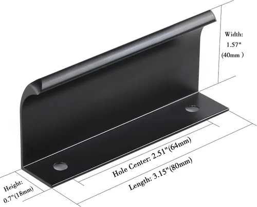 Vista 2 de JOOJA Juego de 10 tiradores con borde de dedo de estilo moderno para muebles y cajones, tiradores ocultos para gabinetes y cocina, perillas, negro