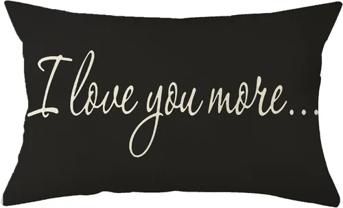 Vista 10 de Ogiselestyle Fundas de almohada de granja con frases I Love You More de 12 x 20 pulgadas, fundas de almohada lumbares decorativas para el hogar Beige