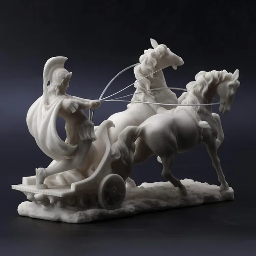 Vista 6 de Veronese Design Centurión romano de 10 1/4 pulgadas en dos caballos carro estatua de resina mármol acabado blanco