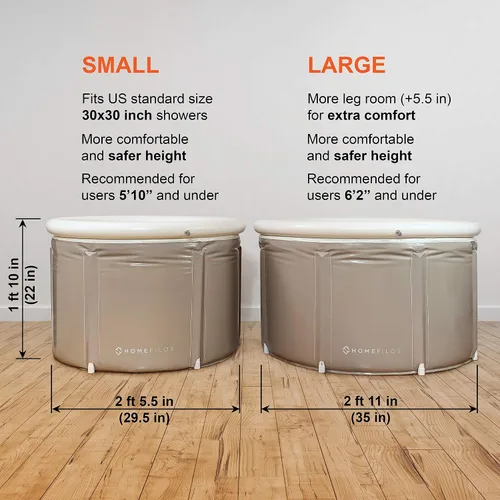 Vista 7 de Bañera Portátil (Pequeña) por Homefilos, Baño de Hielo e Inmersión Fría para Atletas, Tina de Remojo Japonesa Inflable Tamaño Adulto para Cabina