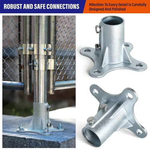 Vista 5 de 2Pack 2"(Actual: 1 7/8" DE) Soporte de base de poste de valla de eslabones de cadena con brida galvanizada