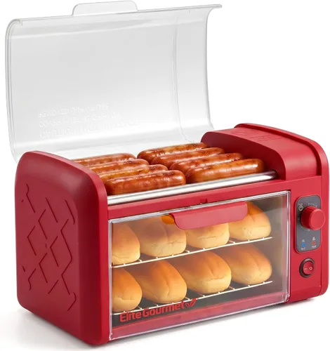 Vista 7 de Elite Gourmet EHD-051B Horno tostador para perros calientes, rodillos
