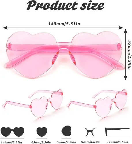 Vista 2 de Lentes de sol con forma de corazón para mujer, 2 pares de lentes de sol para mujer, regalos de despedida de soltera